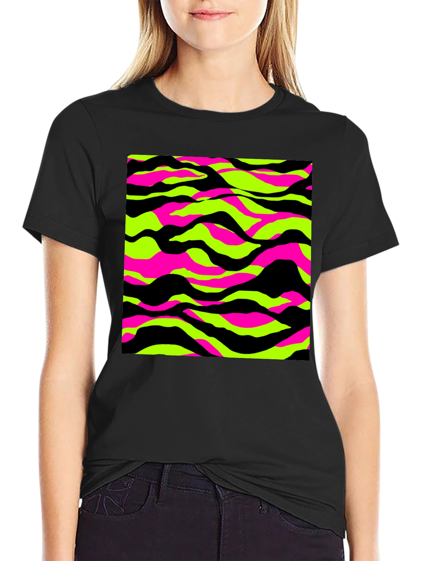 Vibrant Camo Graphic Tee - Mens Black T-Shirt