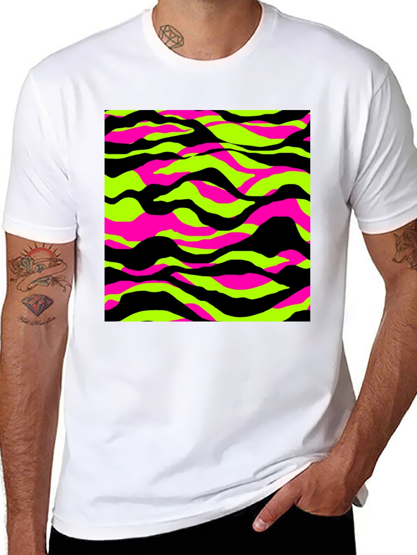 Vibrant Camo Graphic Tee - Mens Black T-Shirt