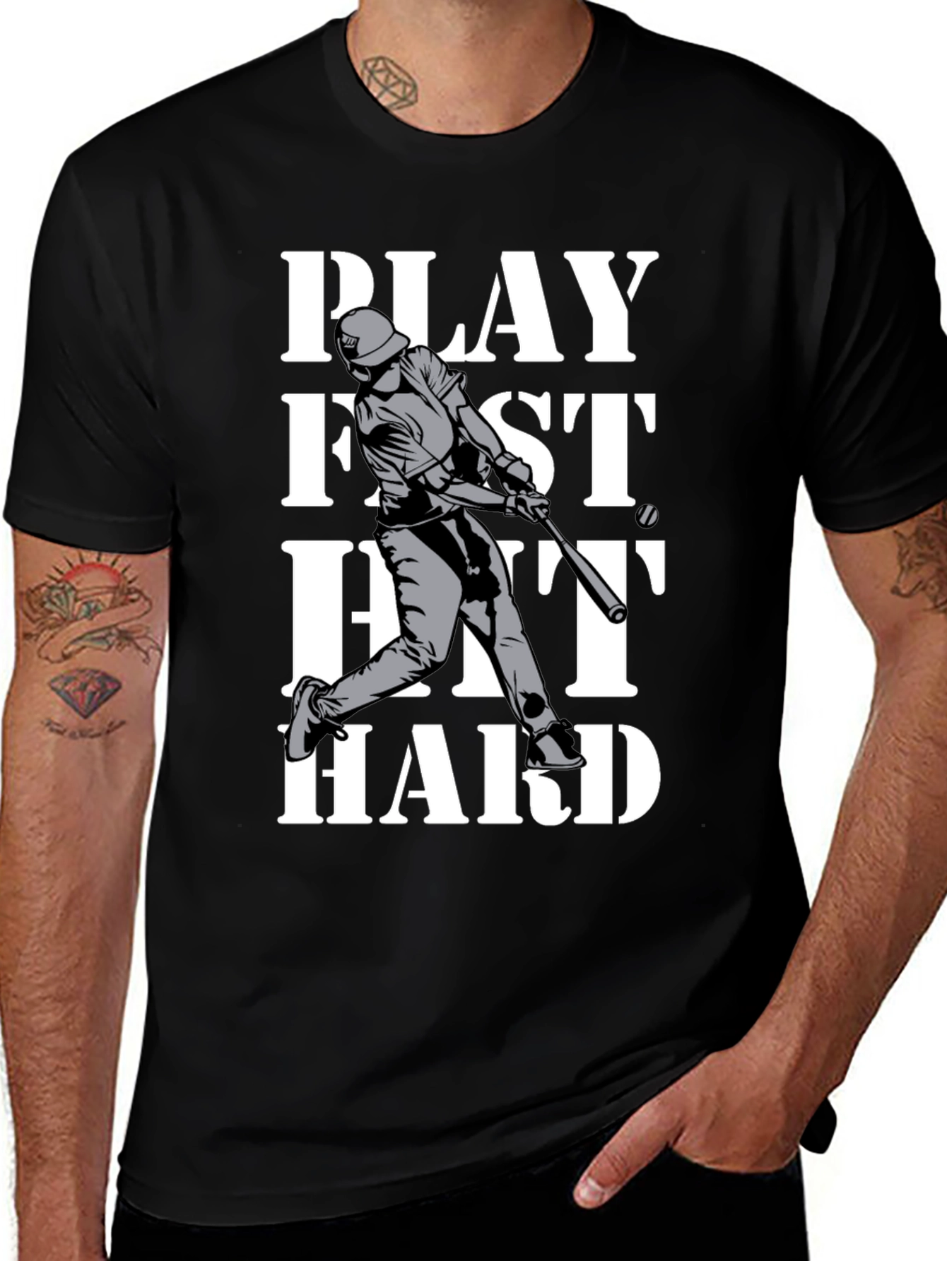 Play Fast Hit Hard Baseball T-Shirt
