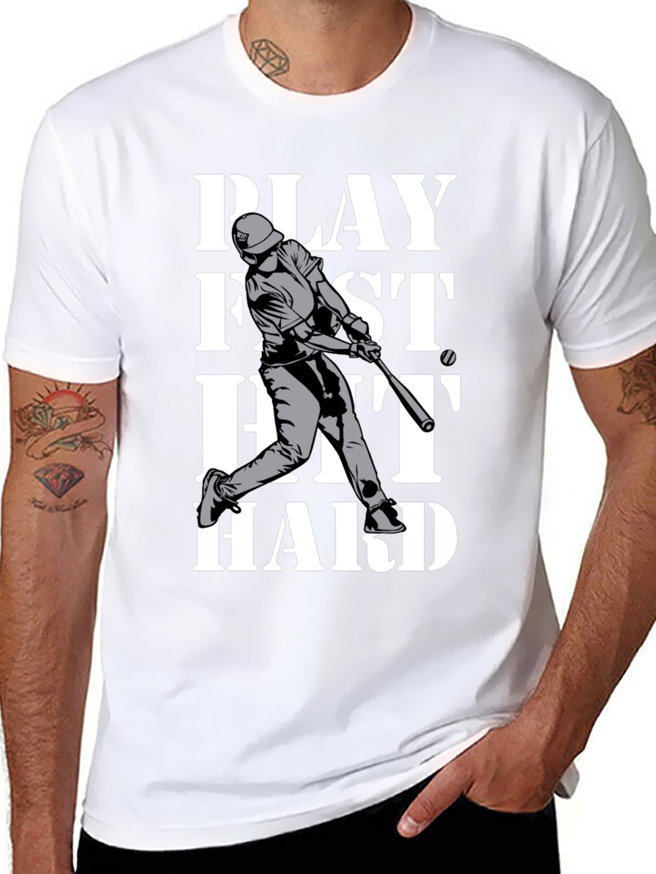 Play Fast Hit Hard Baseball T-Shirt