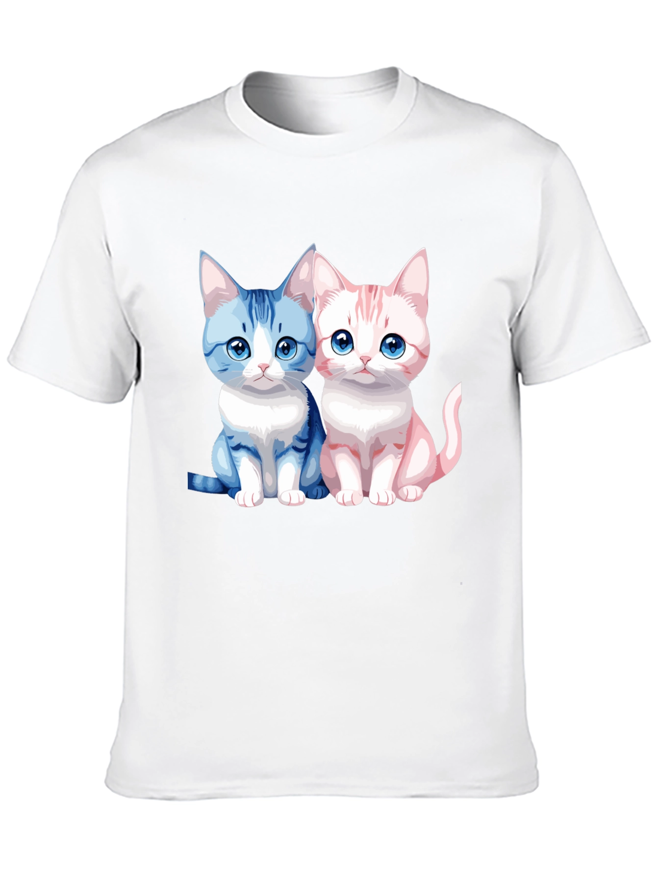 Cute Cartoon Cat Couple Graphic T-Shirt