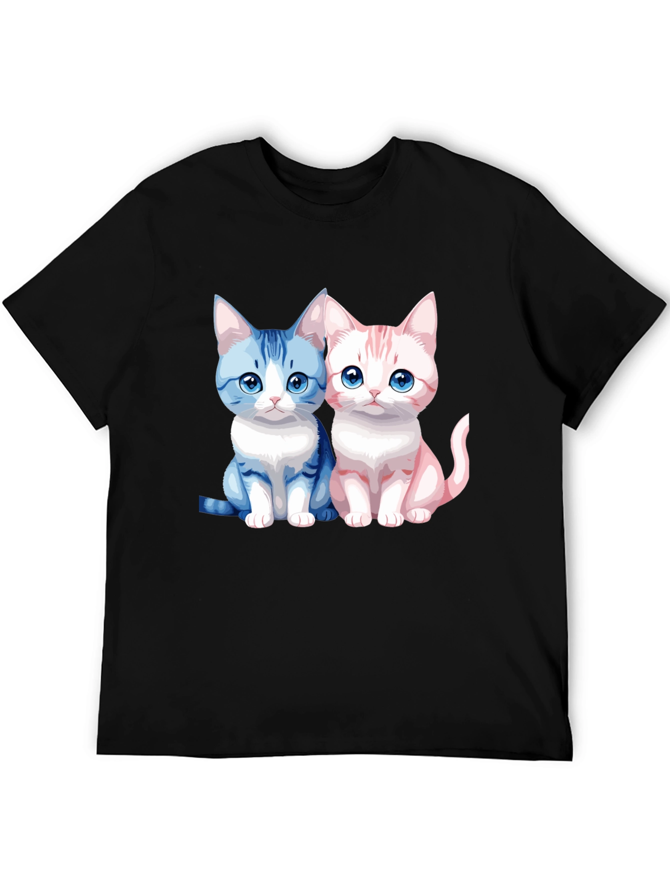 Cute Cartoon Cat Couple Graphic T-Shirt