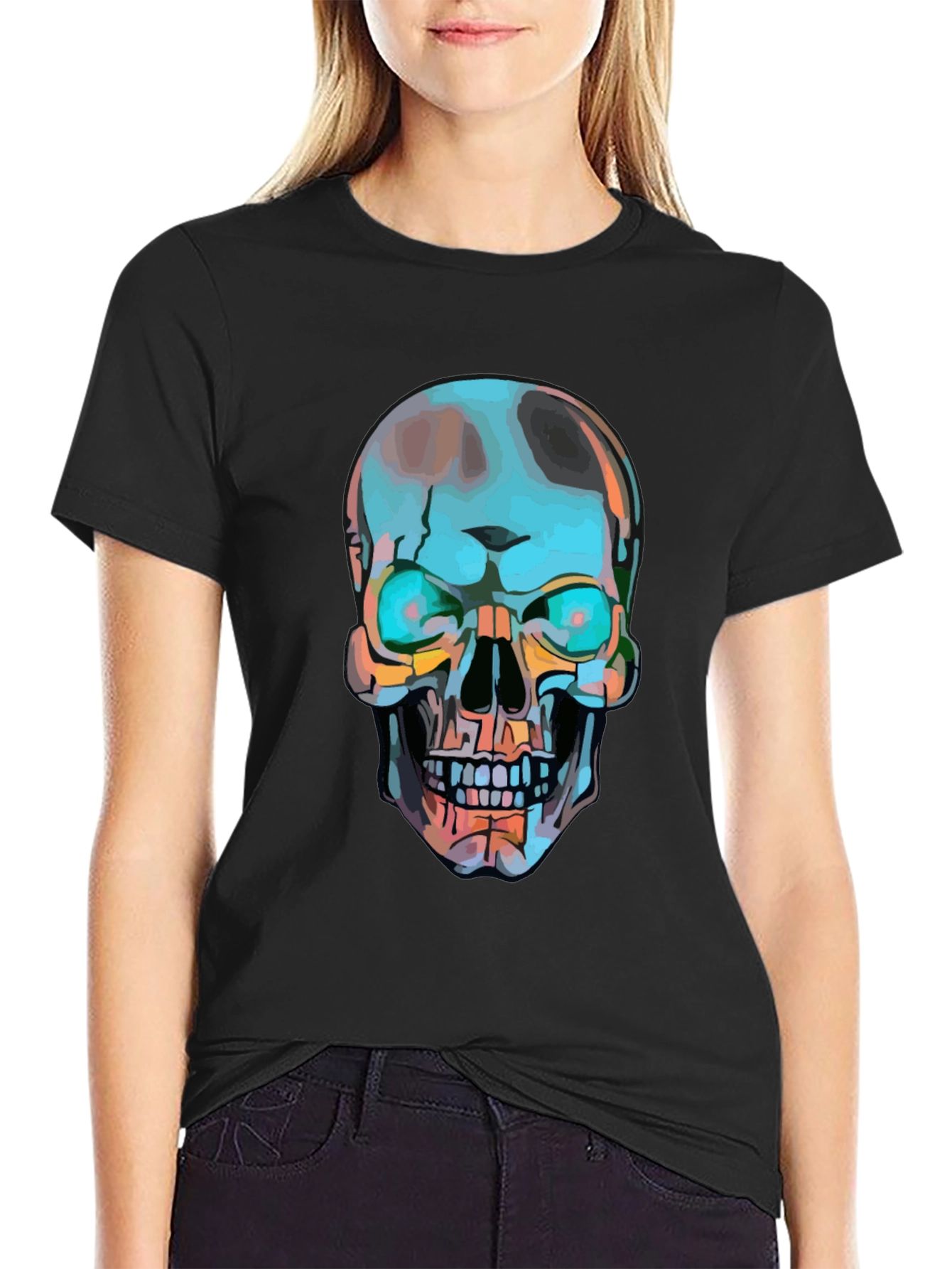 Skull Graphic Print Black T-Shirt