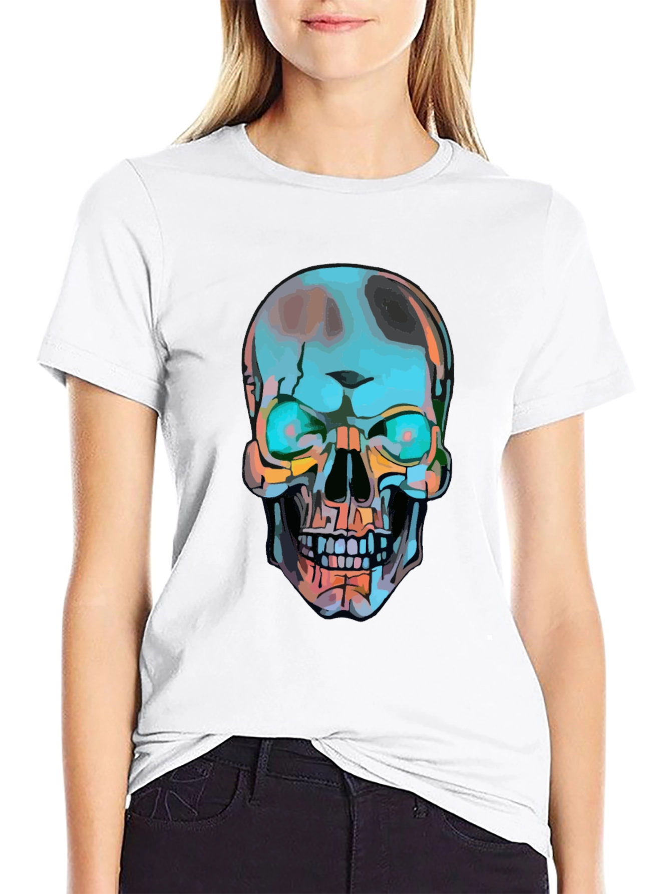 Skull Graphic Print Black T-Shirt