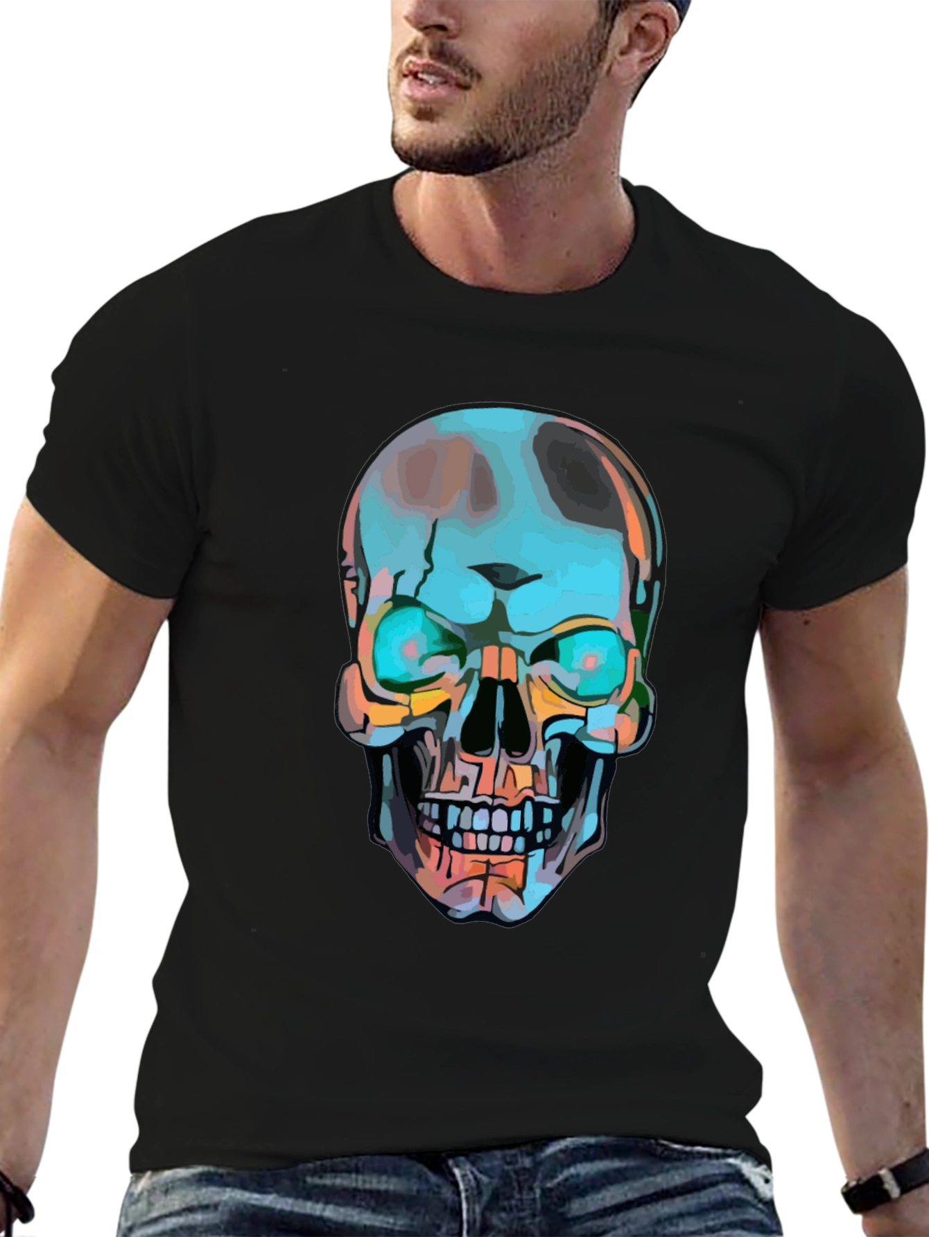 Skull Graphic Print Black T-Shirt