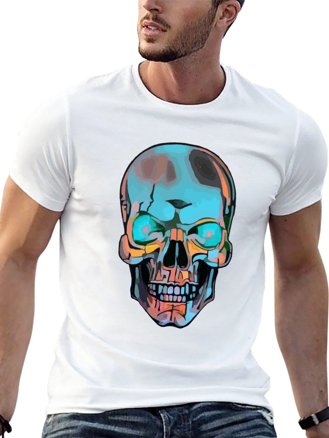 Skull Graphic Print Black T-Shirt