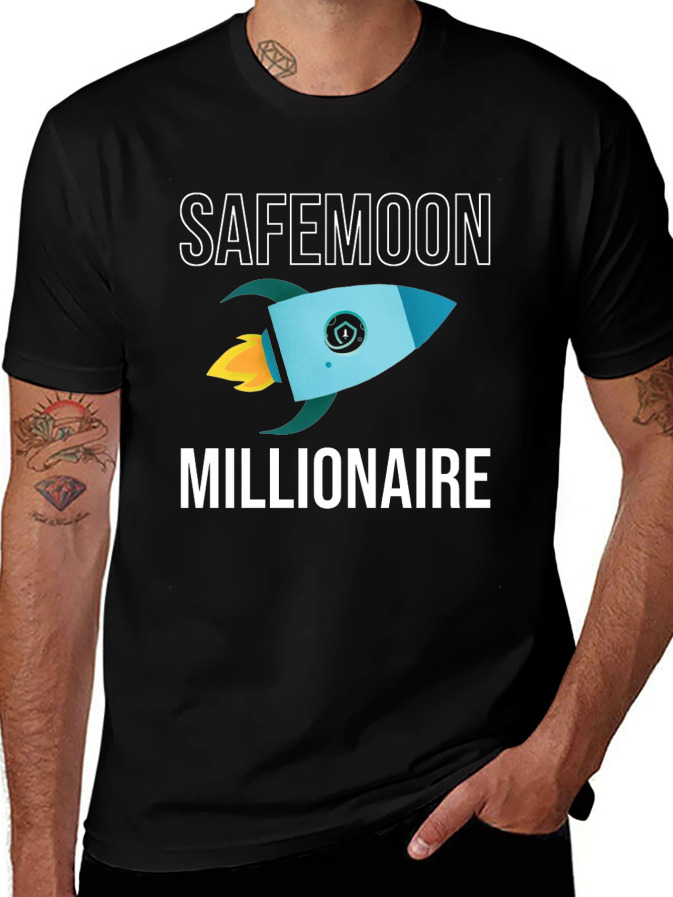 SafeMoon Millionaire Black T-Shirt Rocket Crypto