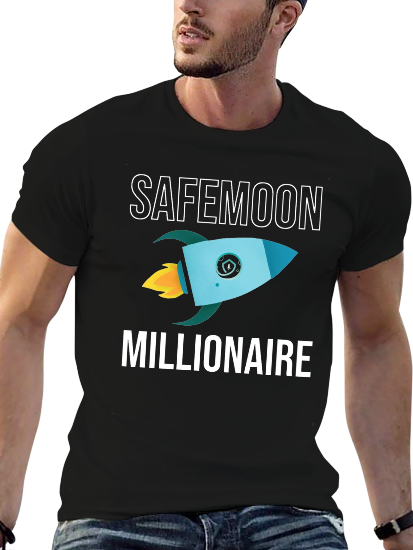 SafeMoon Millionaire Black T-Shirt Rocket Crypto