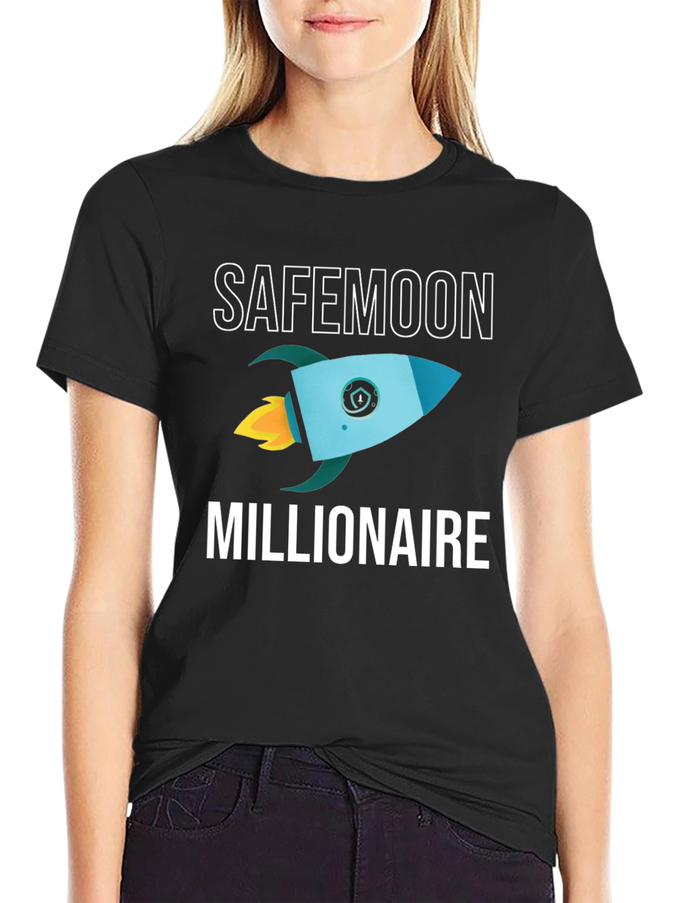 SafeMoon Millionaire Black T-Shirt Rocket Crypto