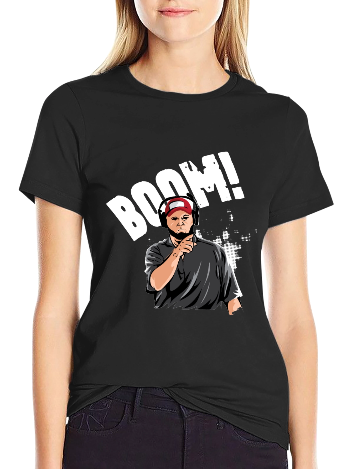 Boom Cartoon Graphic Black T-Shirt