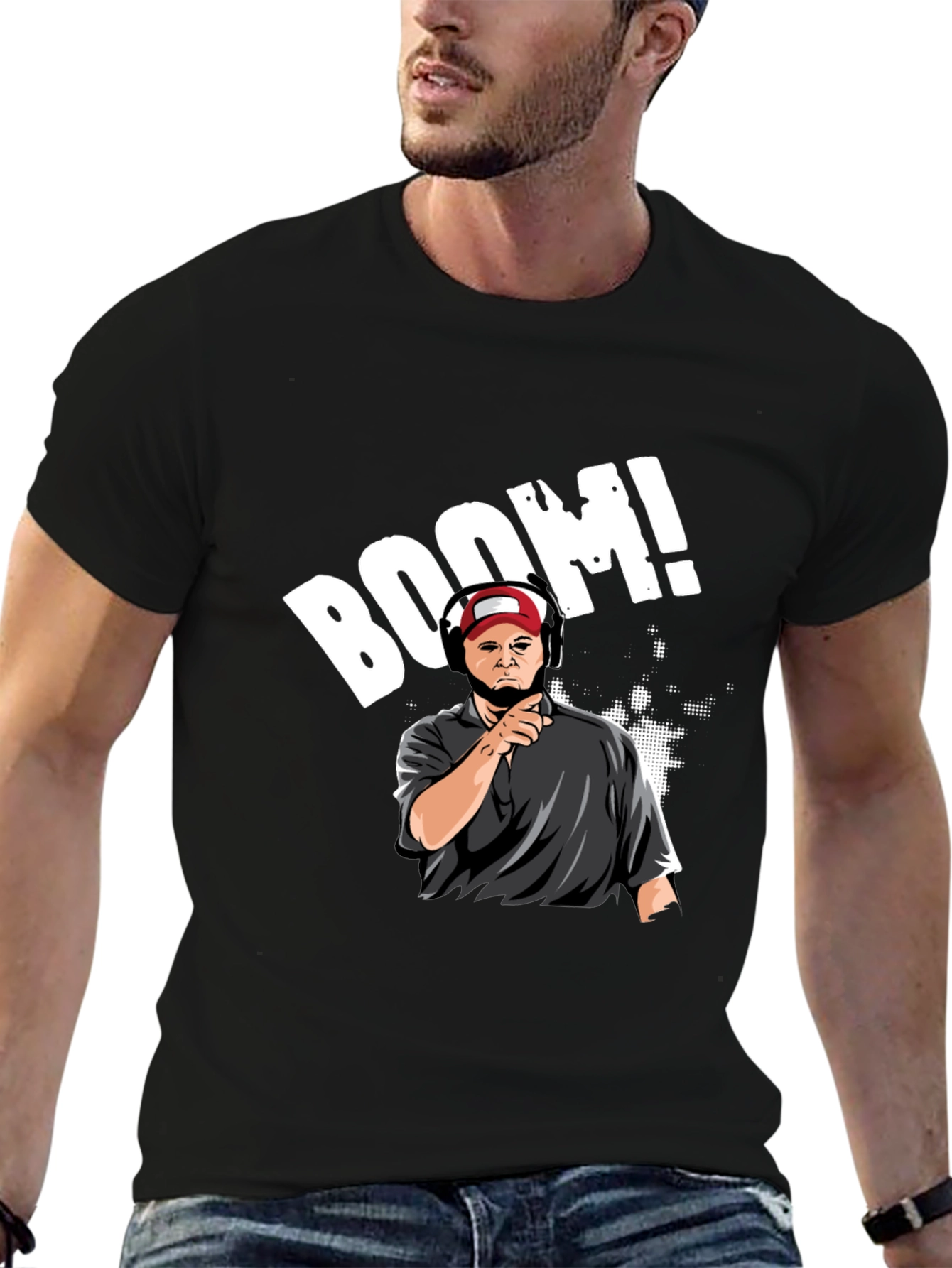 Boom Cartoon Graphic Black T-Shirt