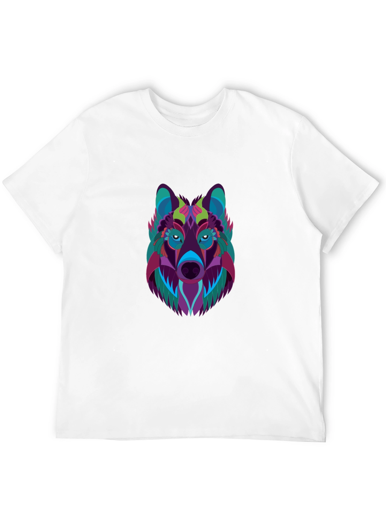 Abstract Wolf Graphic Black T-Shirt