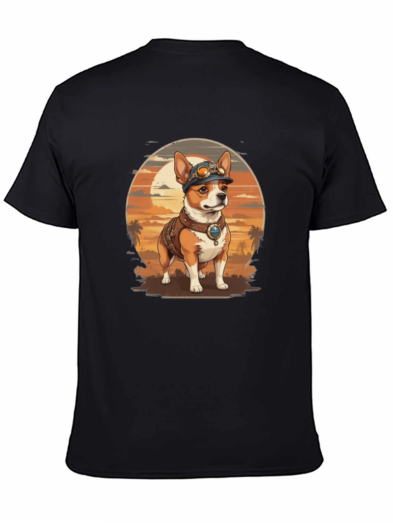 Steampunk Dog Graphic Tee - Retro Canine T-Shirt