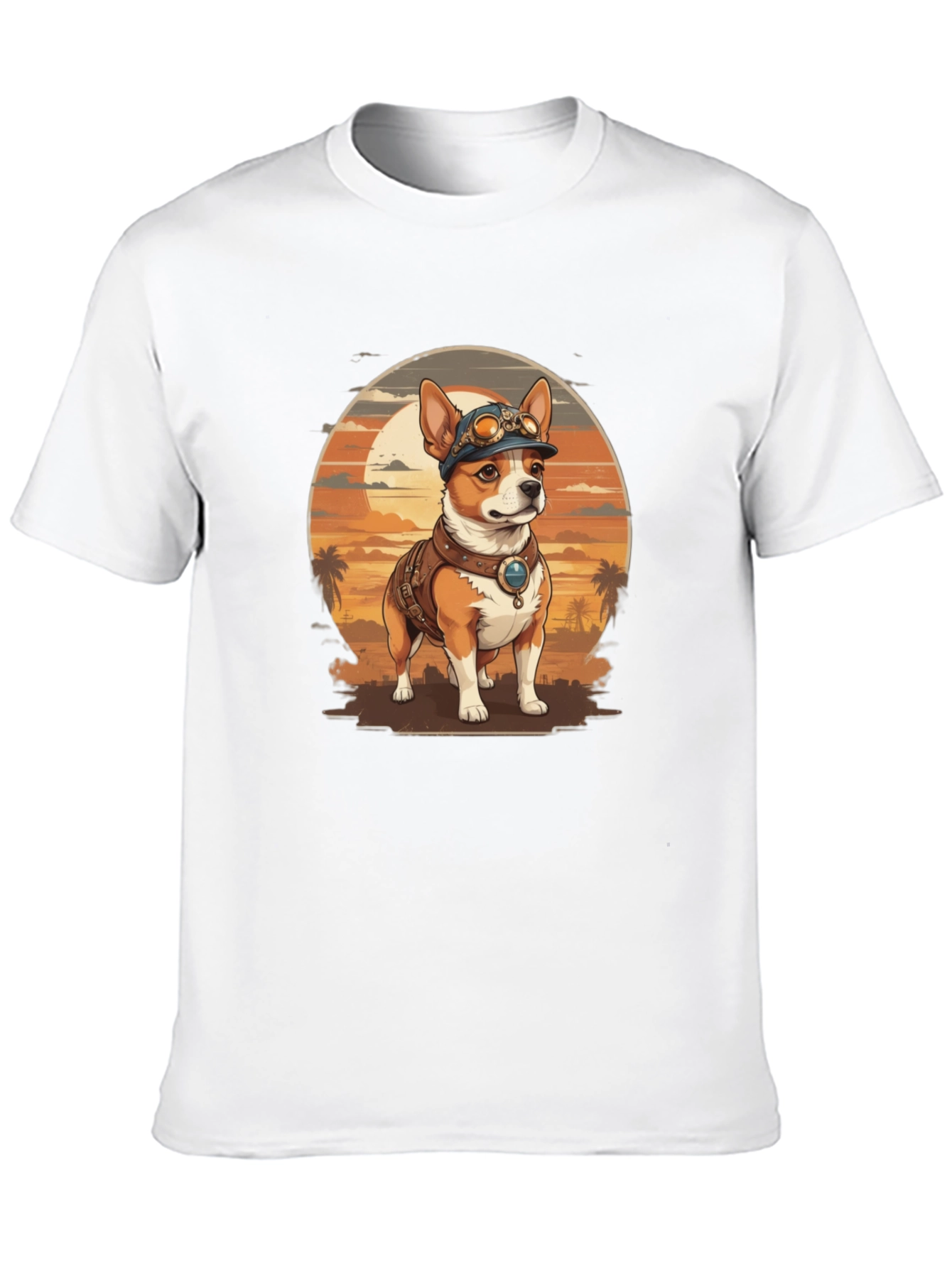 Steampunk Dog Graphic Tee - Retro Canine T-Shirt