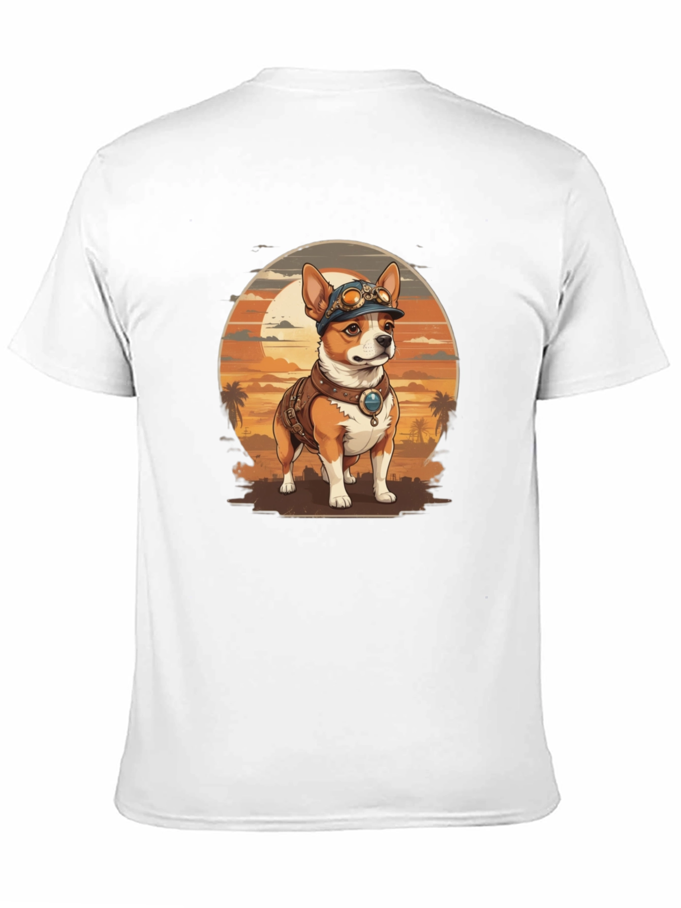 Steampunk Dog Graphic Tee - Retro Canine T-Shirt