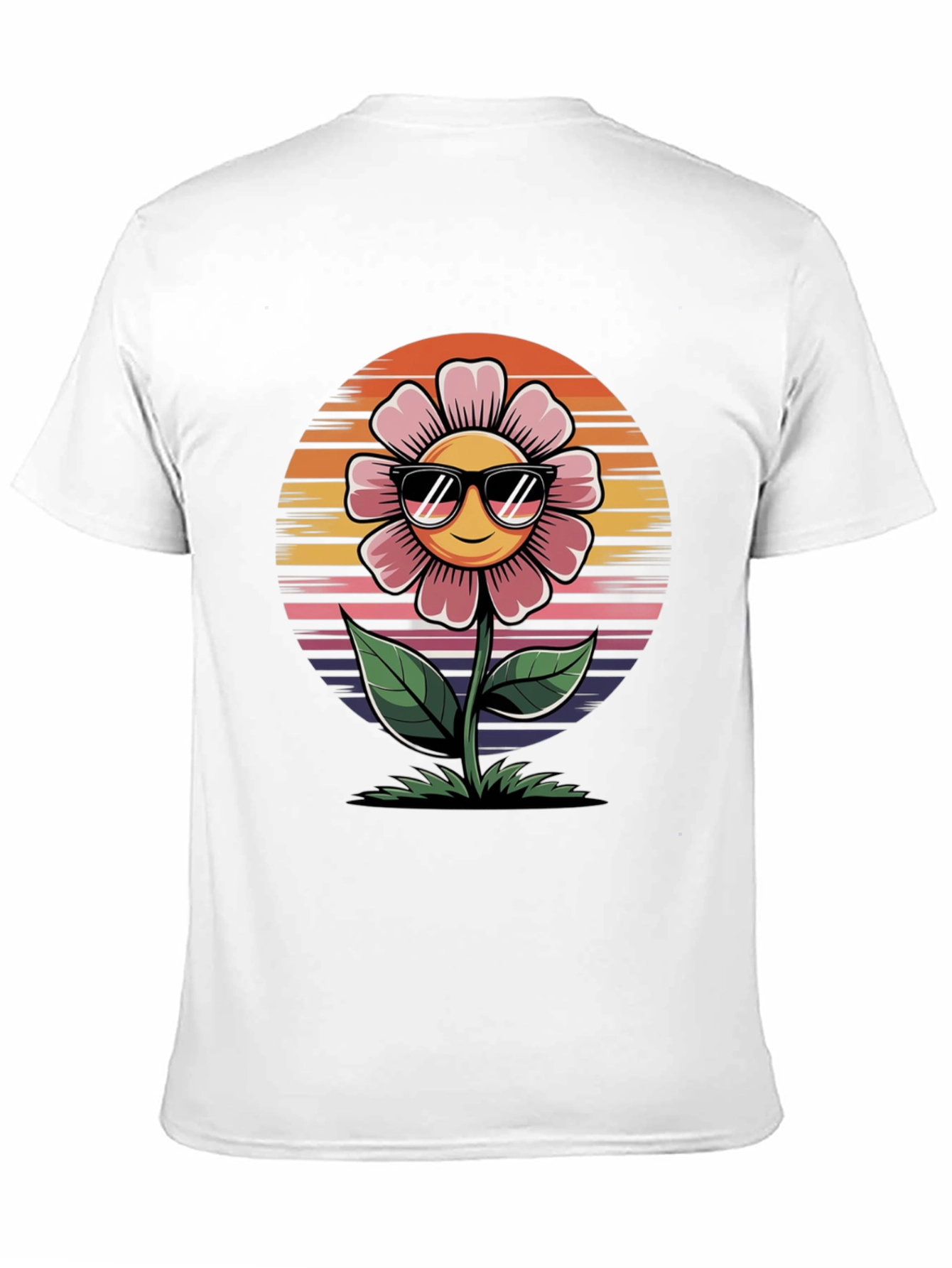 Smiley Flower Retro Style Black Tee