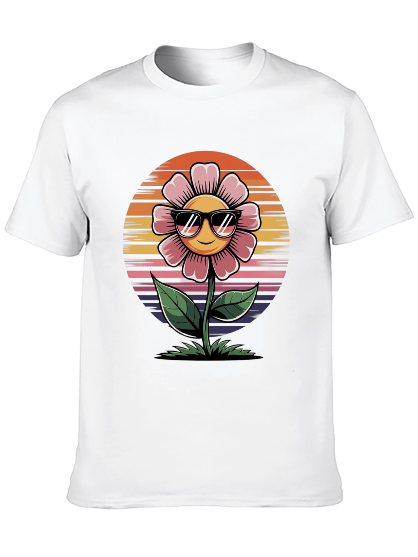 Smiley Flower Retro Style Black Tee