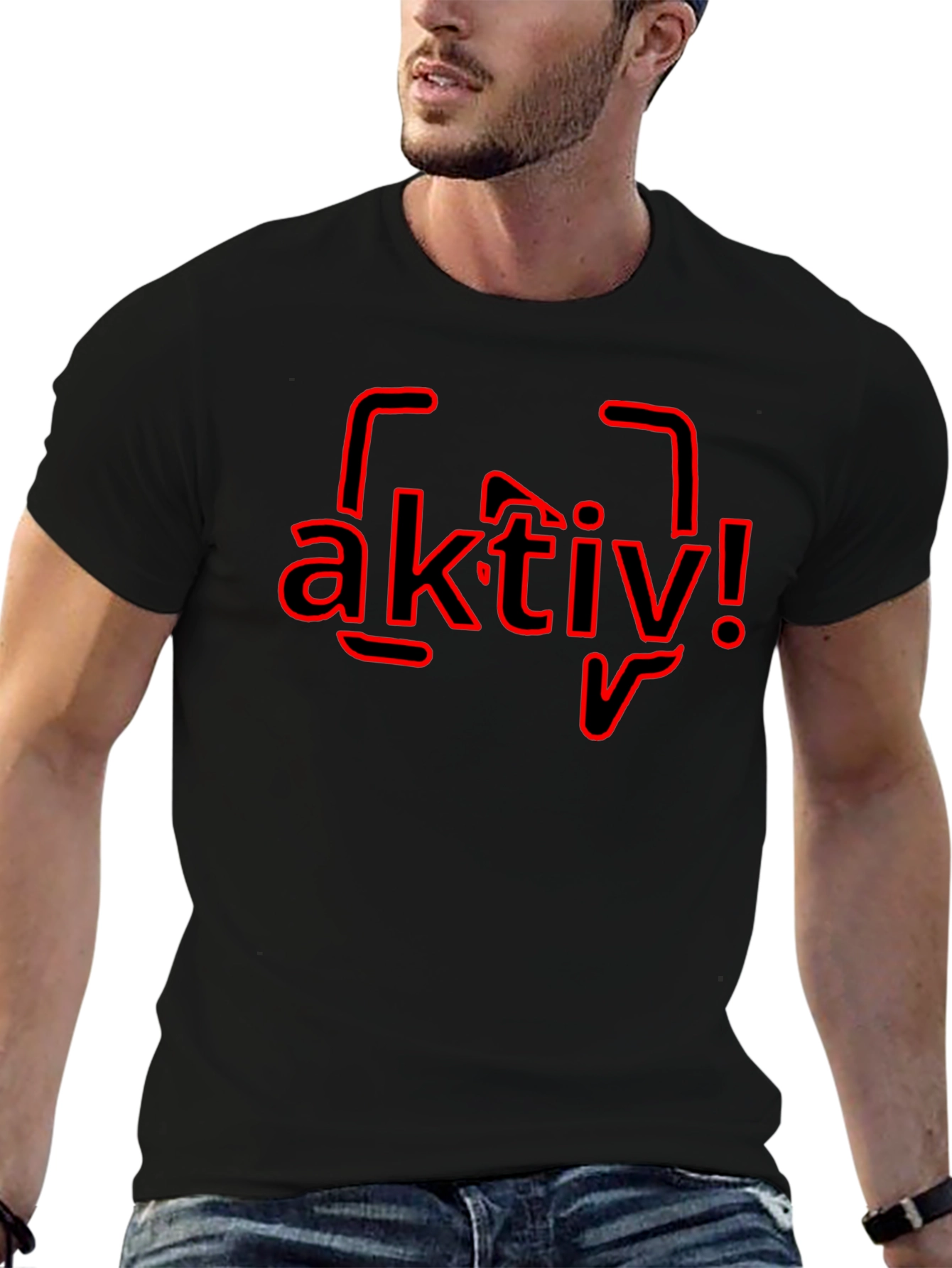 Aktiv! Graphic Tee - Black Cotton T-Shirt