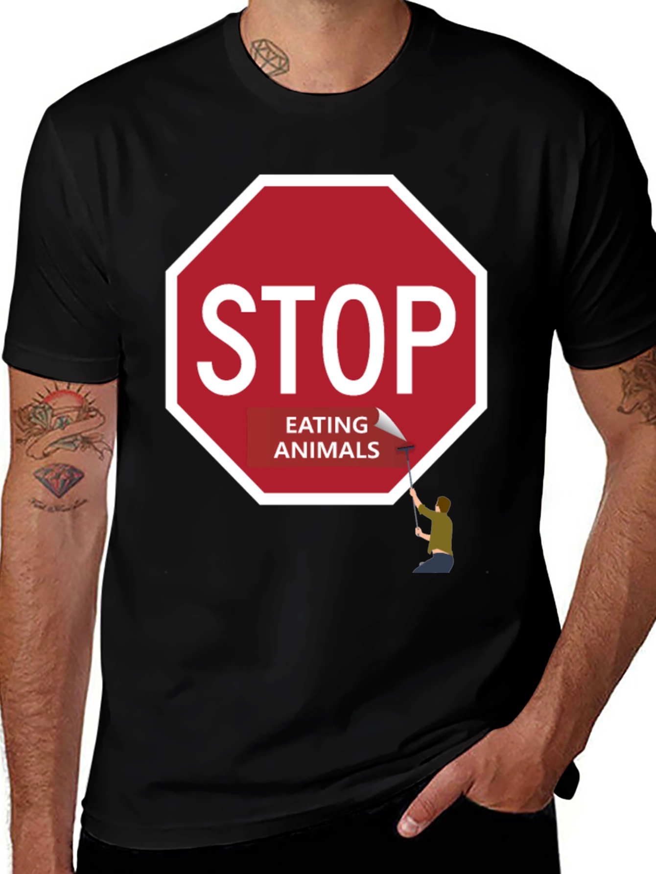 Stop Eating Animals Graphic Tee - Vegan T-Shirt