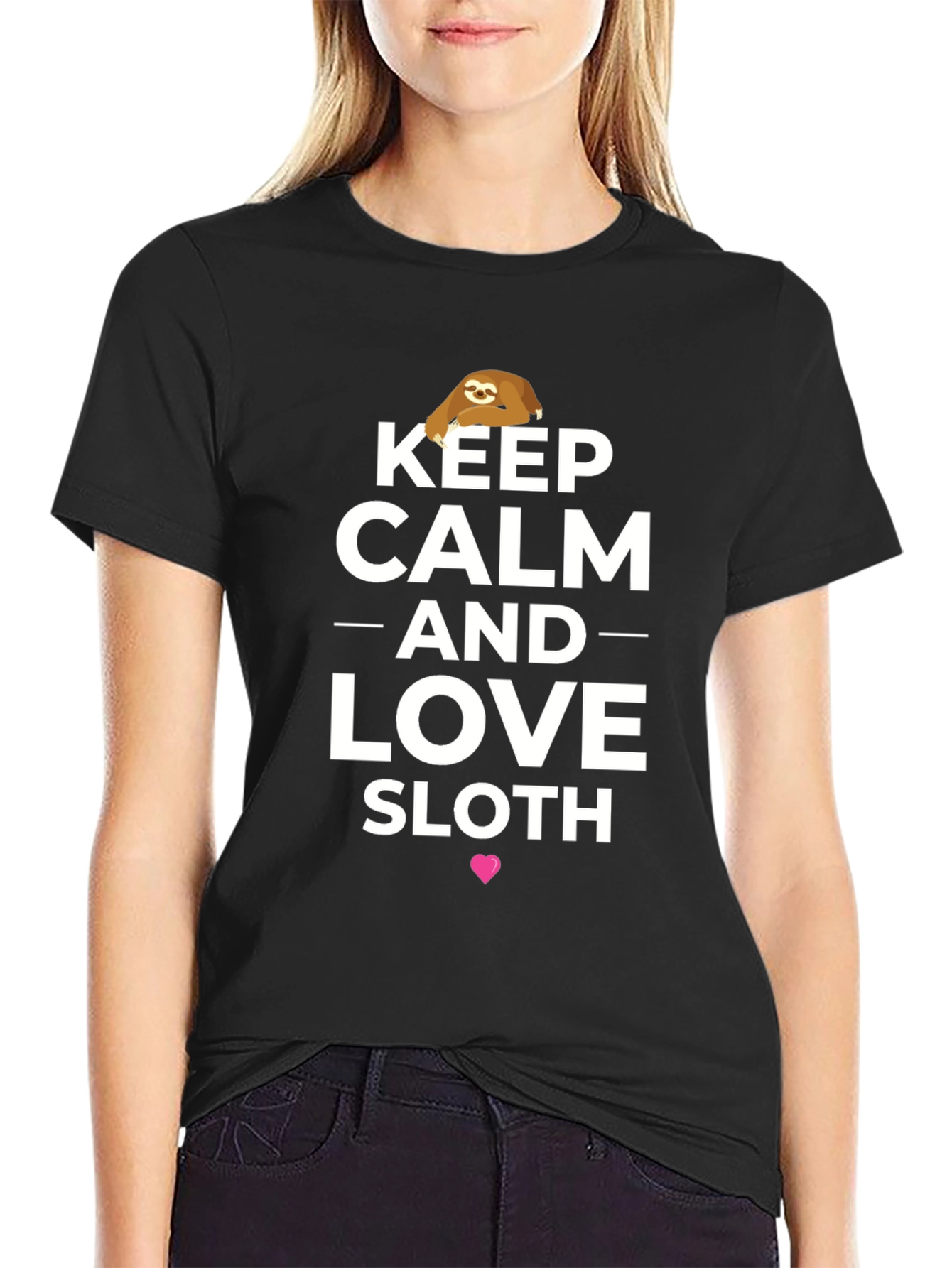 Keep Calm & Love Sloths T-Shirt - Black