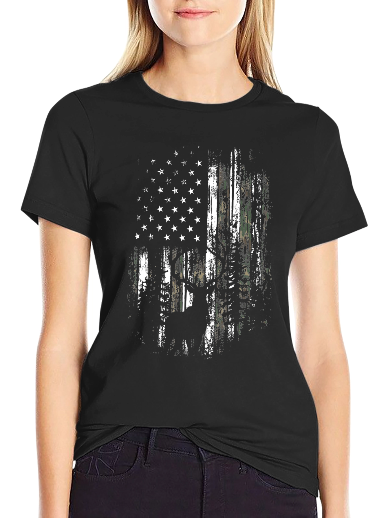 Distressed American Flag Hunter T-Shirt