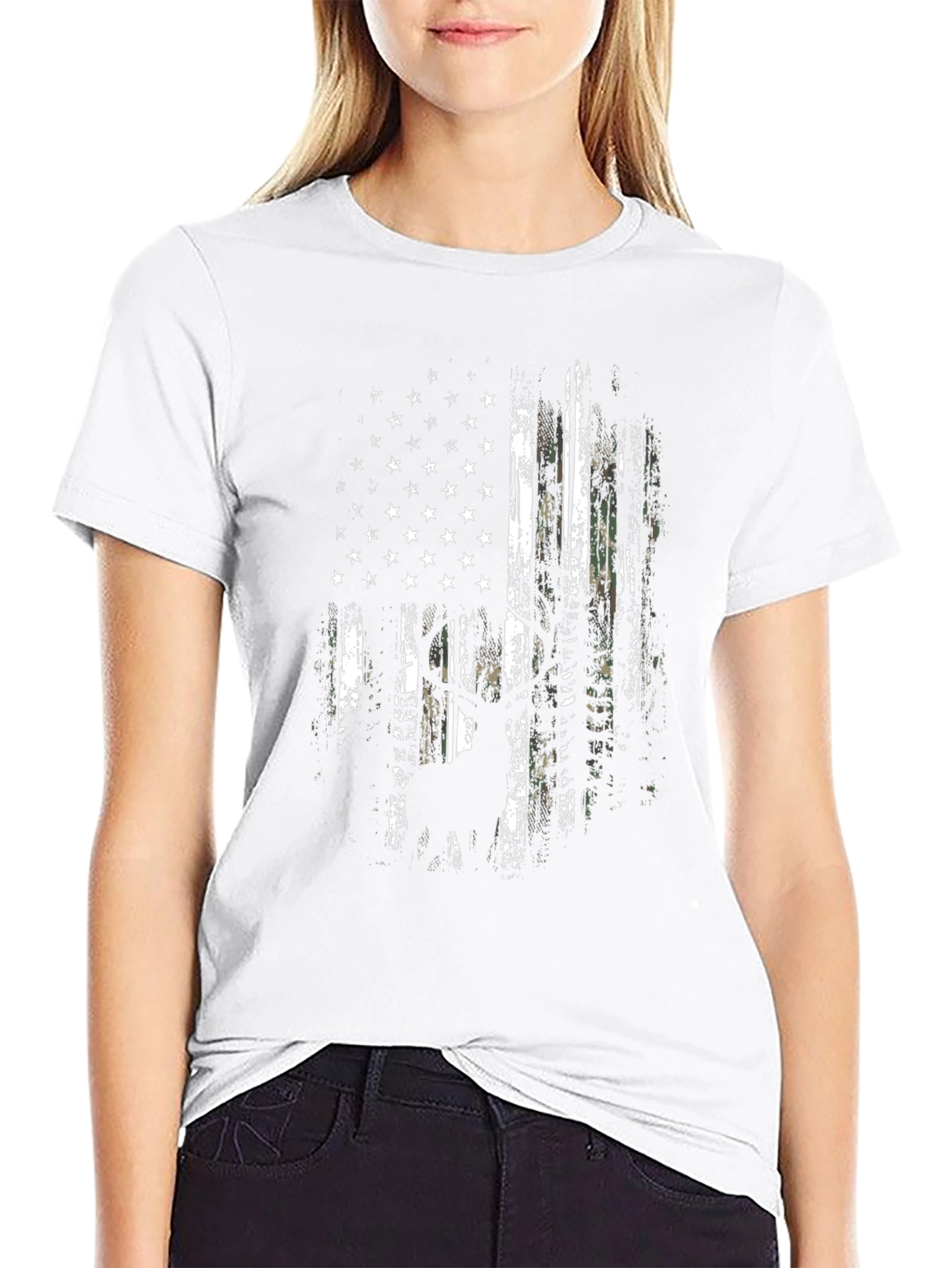 Distressed American Flag Hunter T-Shirt