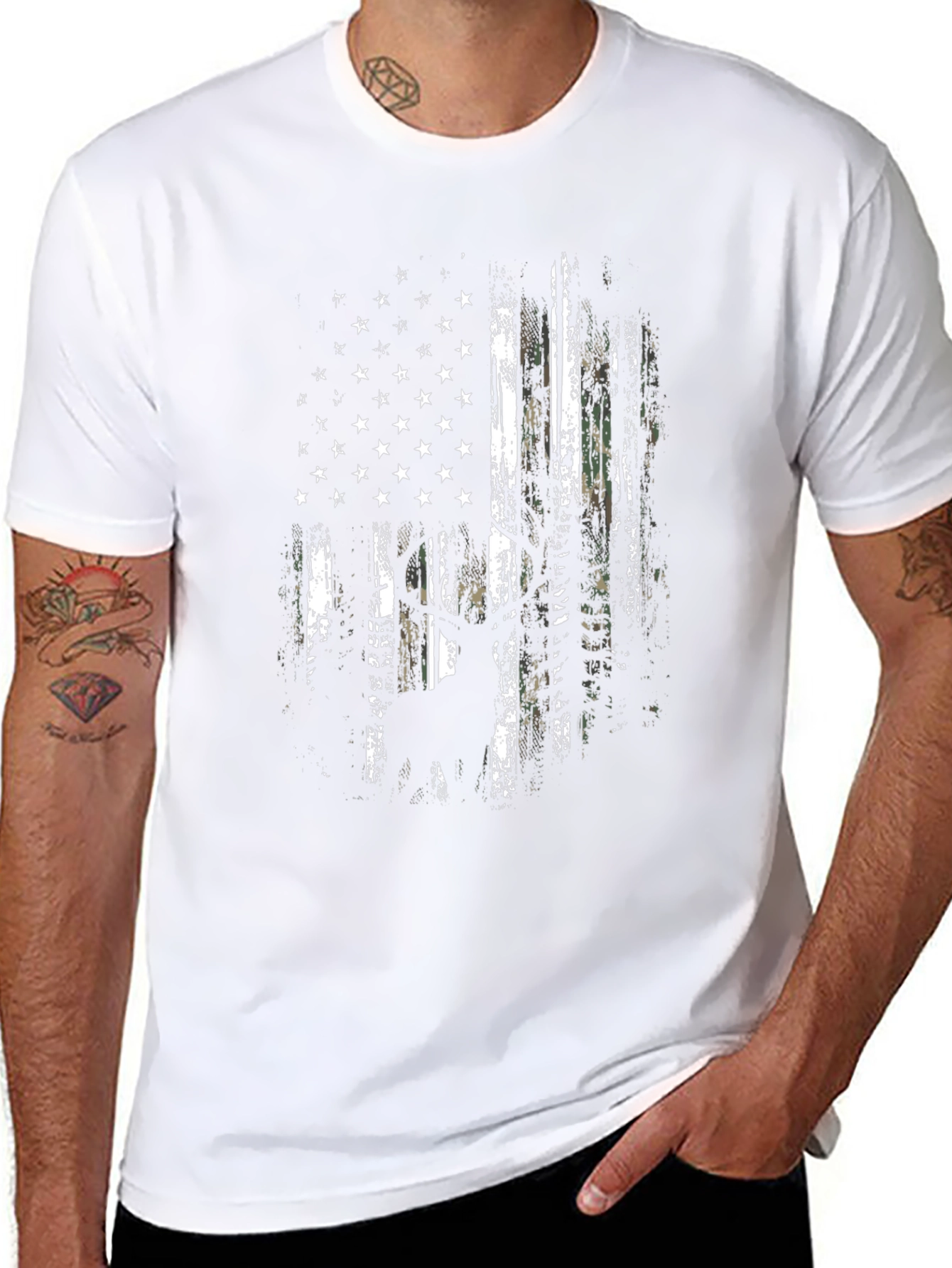 Distressed American Flag Hunter T-Shirt