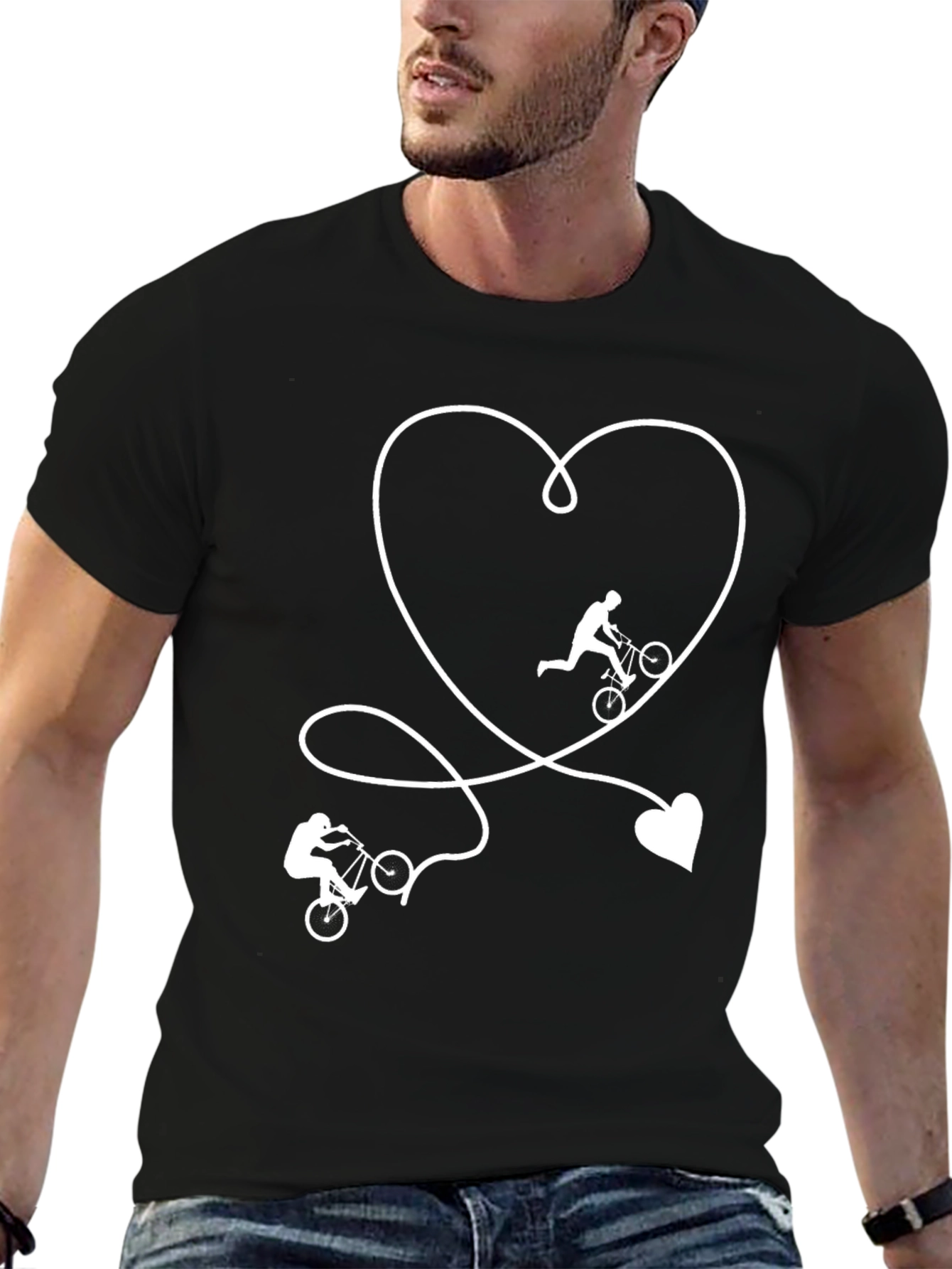 Biker Heart T-Shirt - Love Mountain Biking Tee