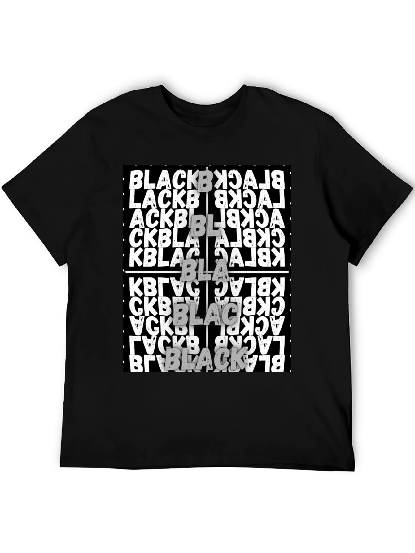Black T-Shirt with Black Word Art Design