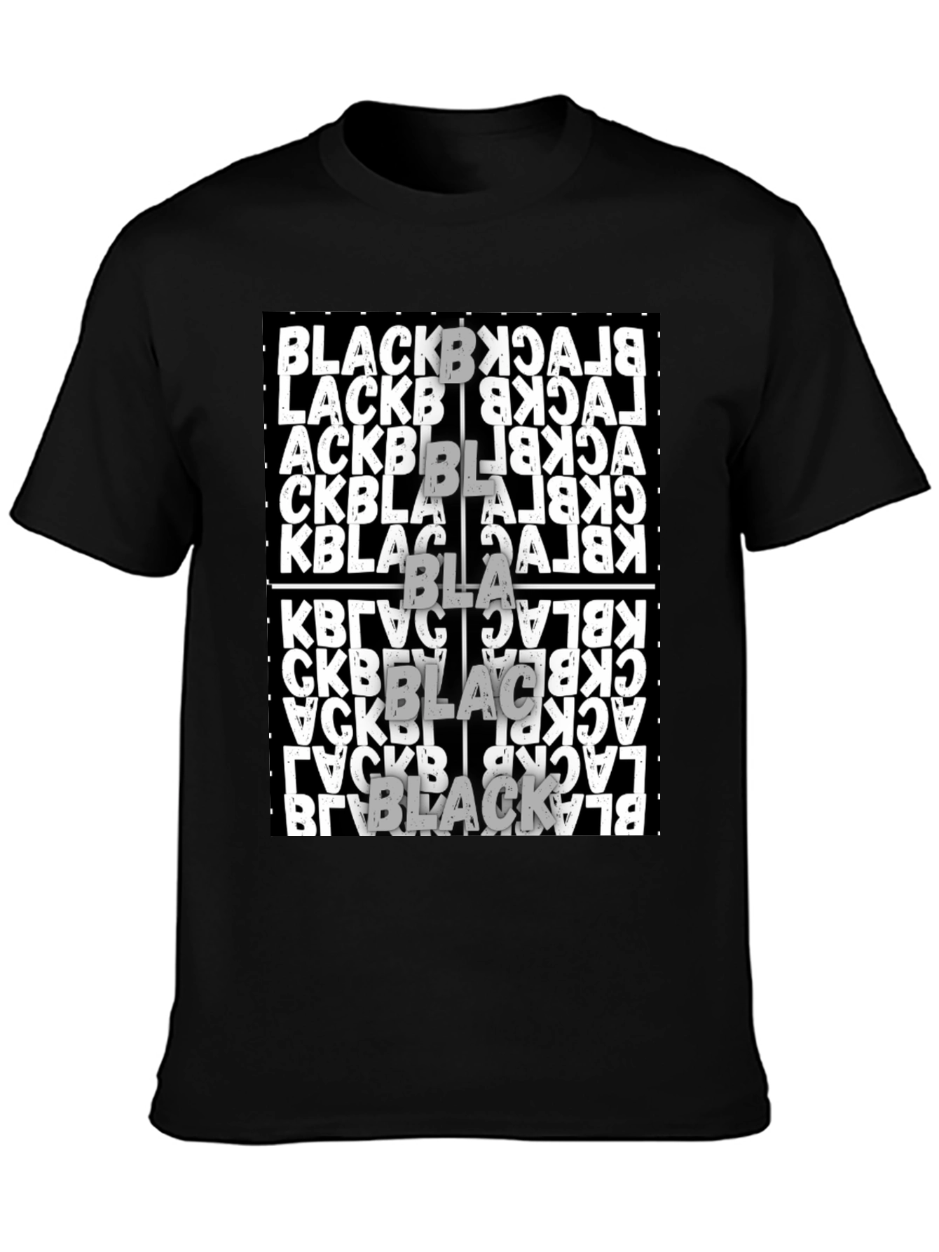 Black T-Shirt with Black Word Art Design