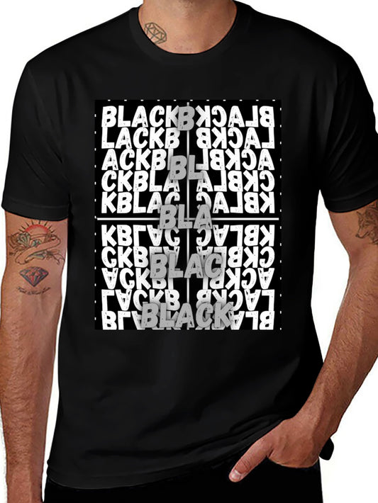 Black T-Shirt with Black Word Art Design