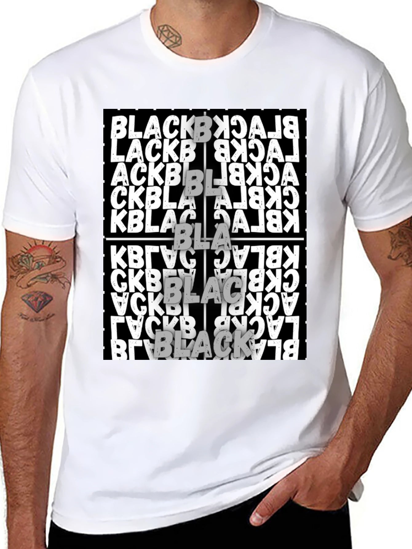 Black T-Shirt with Black Word Art Design