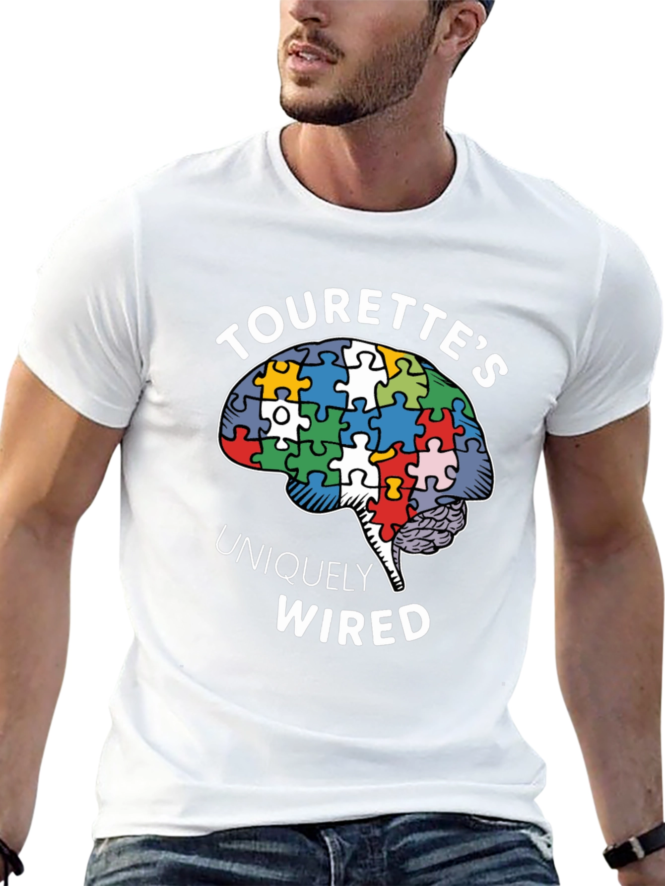 Tourettes Uniquely Wired Brain Puzzle Piece T-Shirt