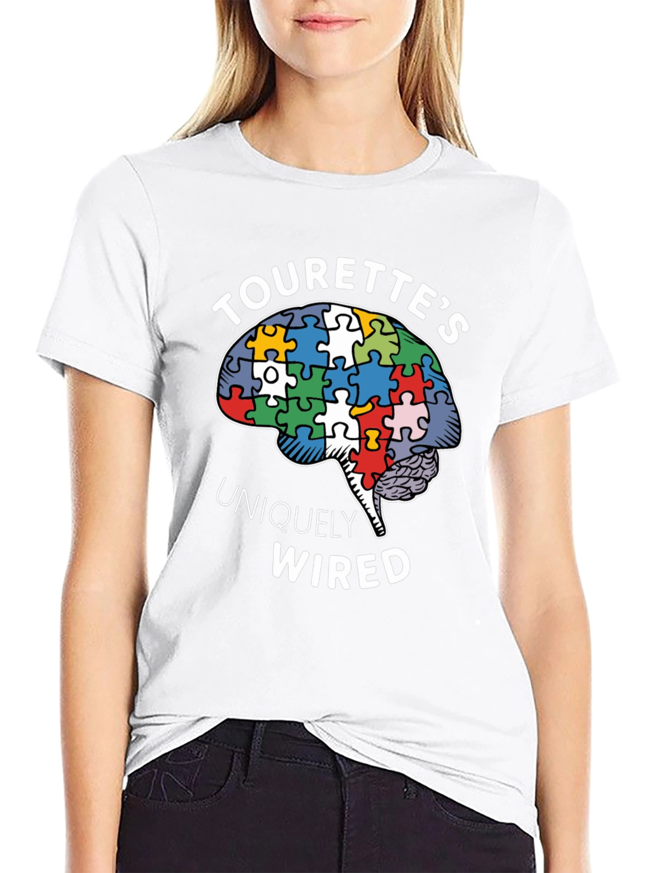Tourettes Uniquely Wired Brain Puzzle Piece T-Shirt