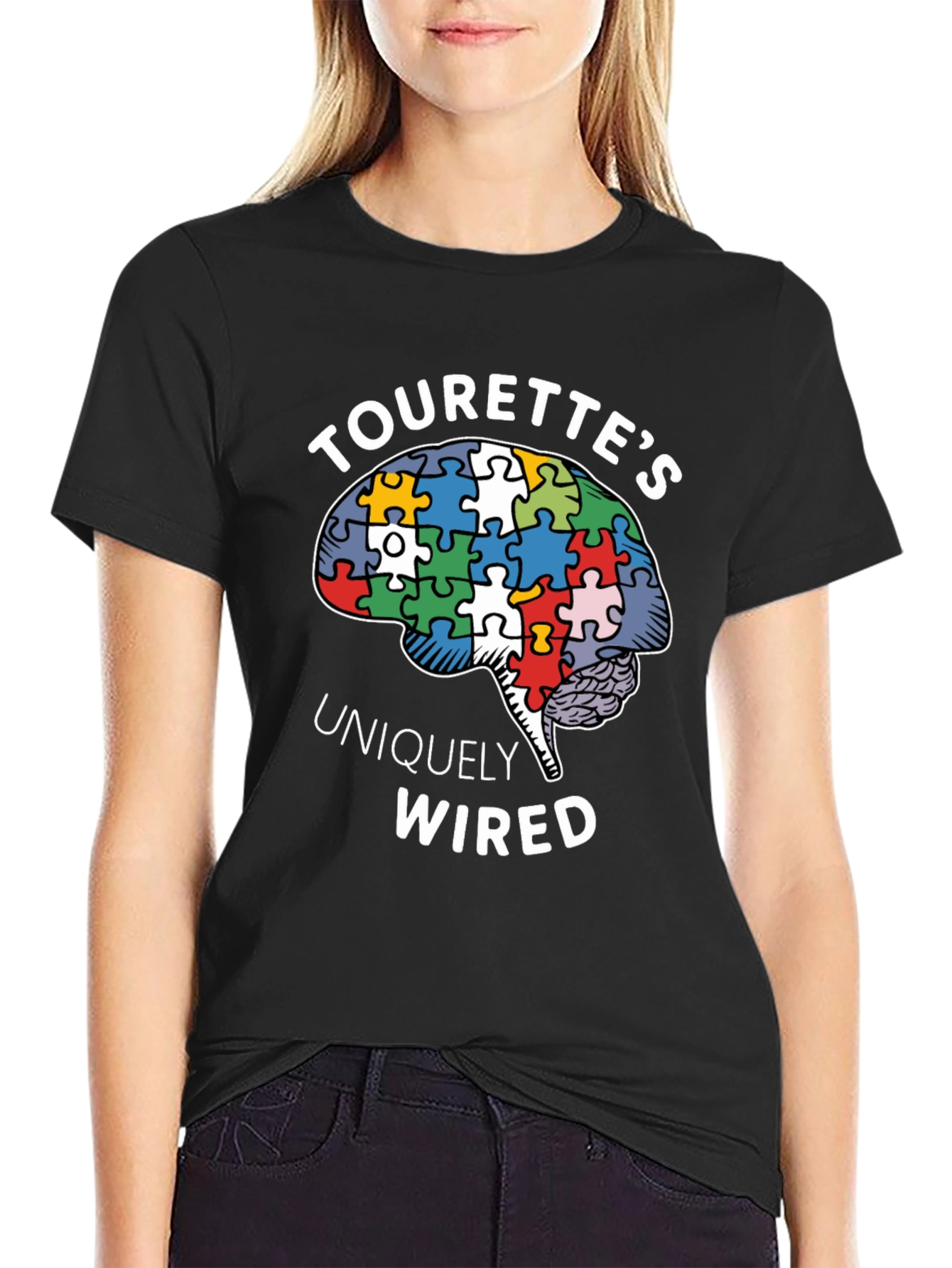 Tourettes Uniquely Wired Brain Puzzle Piece T-Shirt