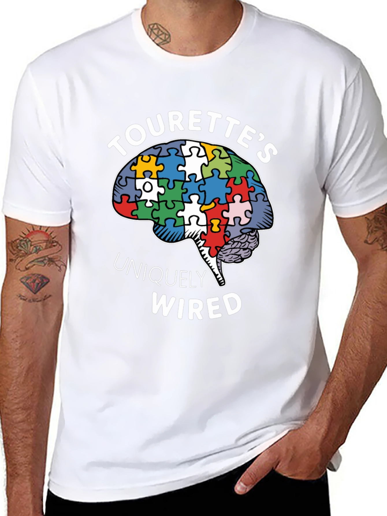 Tourettes Uniquely Wired Brain Puzzle Piece T-Shirt