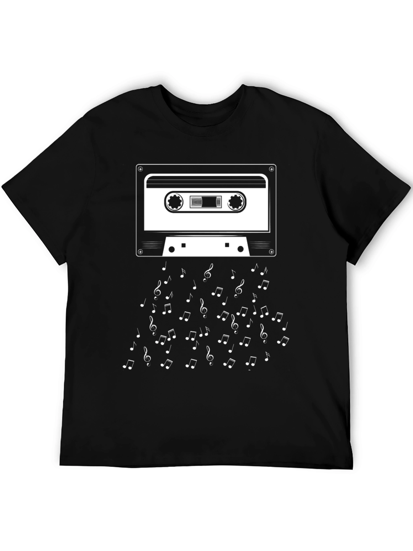 Retro Cassette Tape & Music Notes Graphic T-Shirt