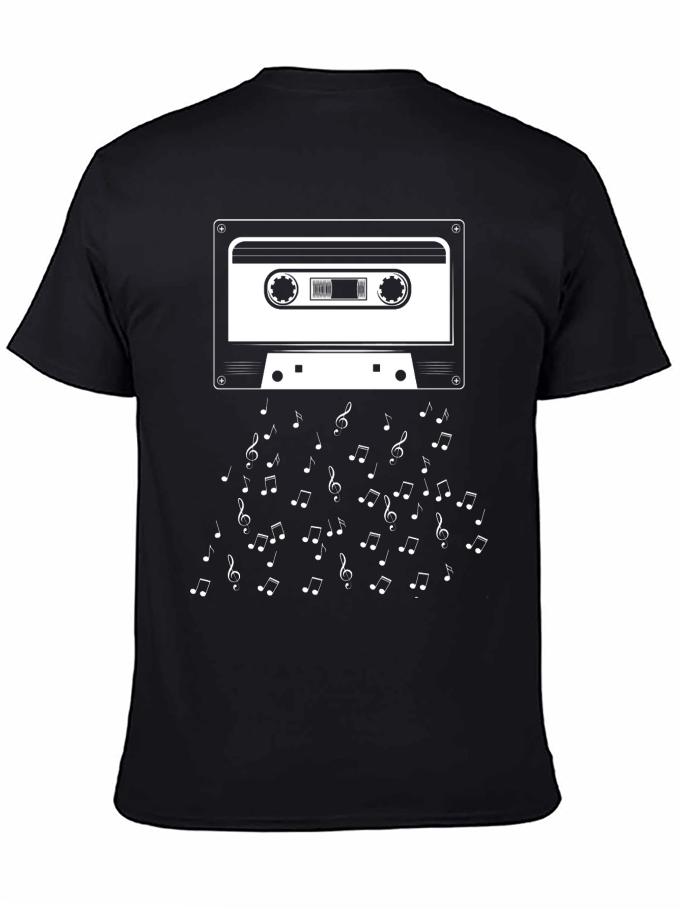 Retro Cassette Tape & Music Notes Graphic T-Shirt