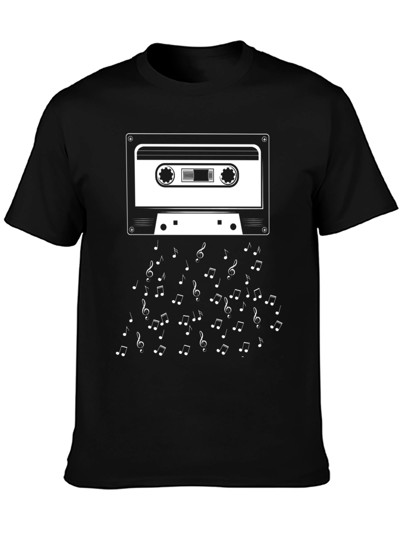Retro Cassette Tape & Music Notes Graphic T-Shirt