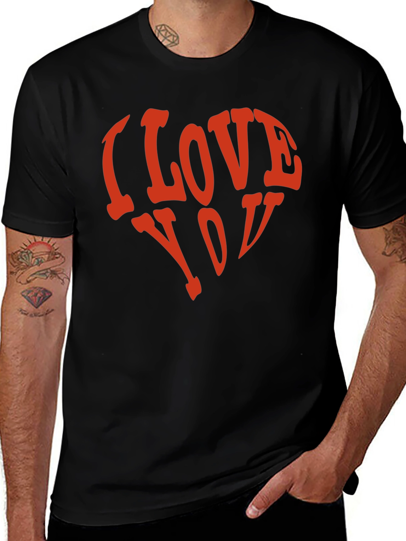 I Love You Heart Graphic T-Shirt - Black