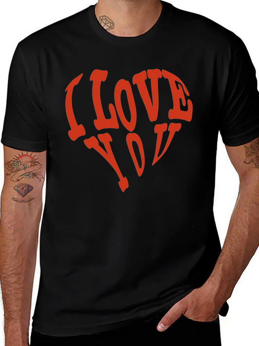I Love You Heart Graphic T-Shirt - Black
