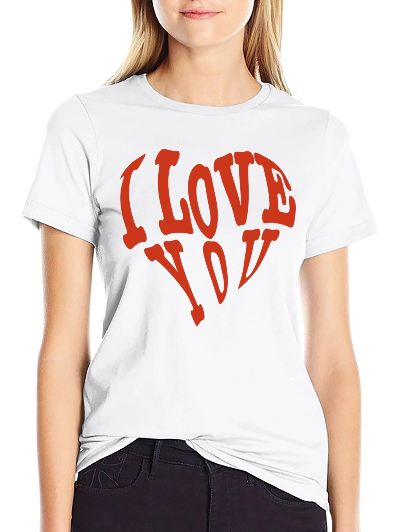 I Love You Heart Graphic T-Shirt - Black