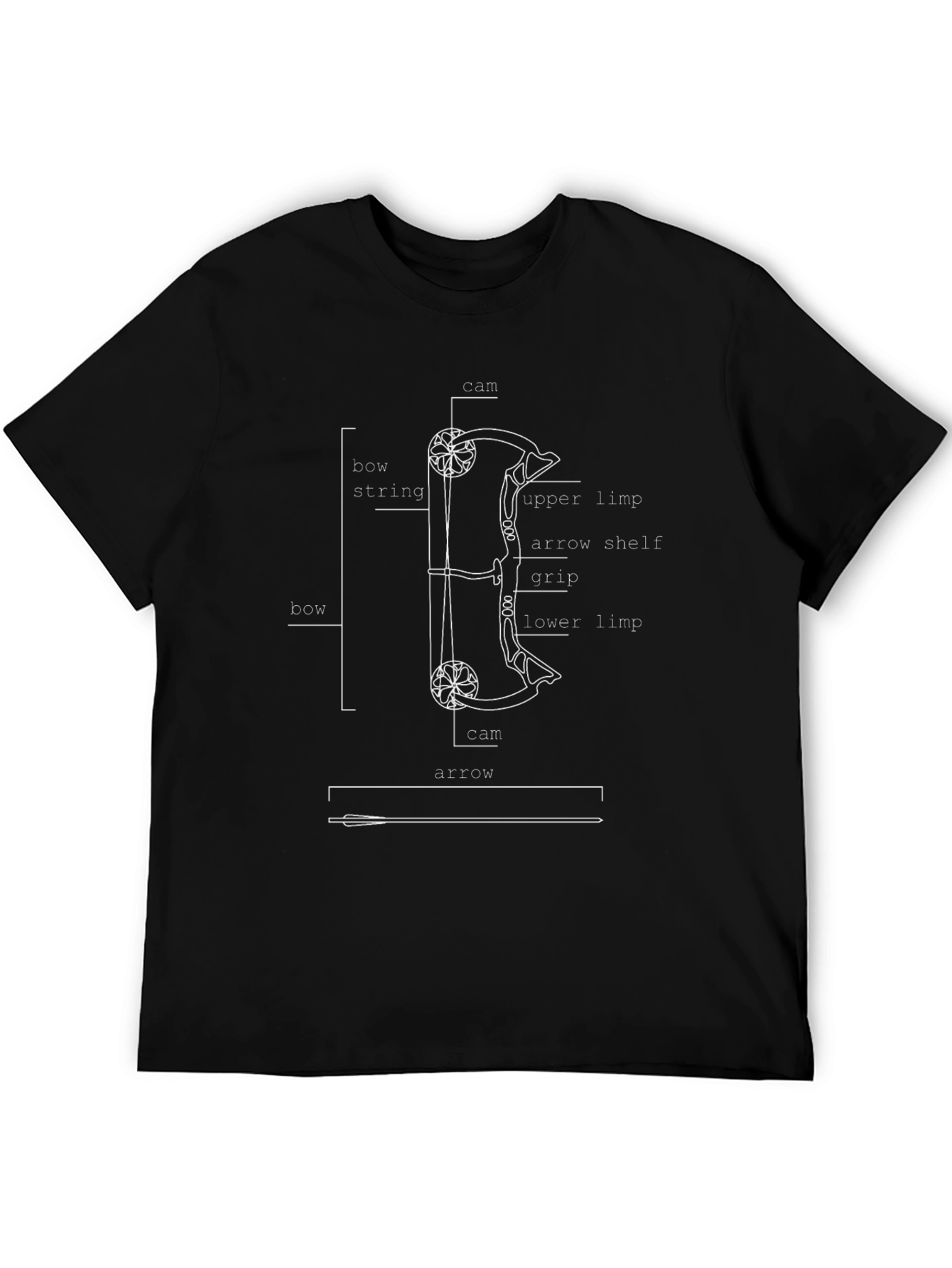 Archery Bow and Arrow Diagram T-Shirt