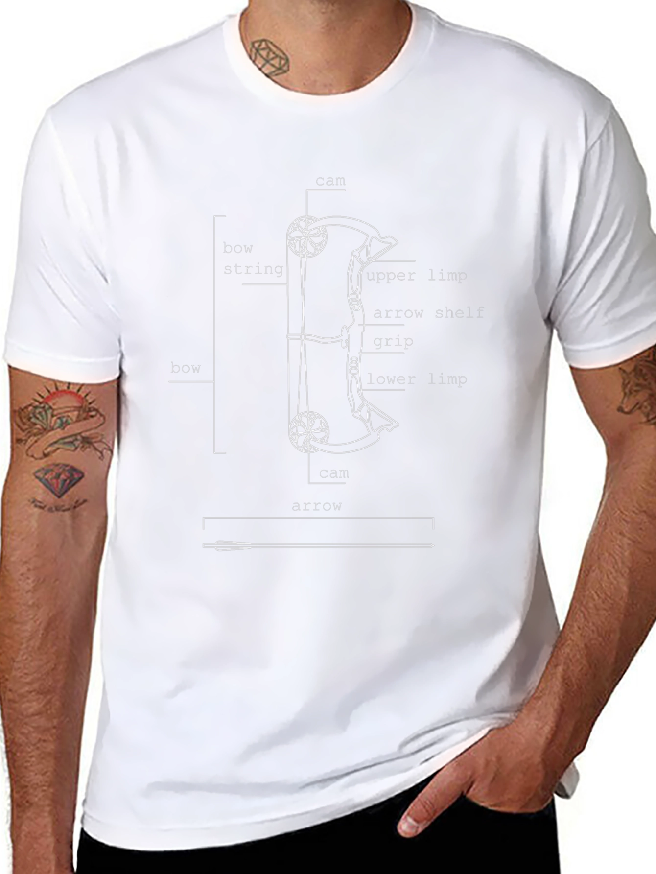 Archery Bow and Arrow Diagram T-Shirt