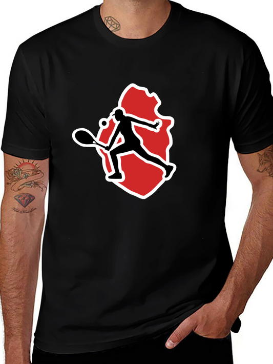 Tennis Player Graphic Tee - Black