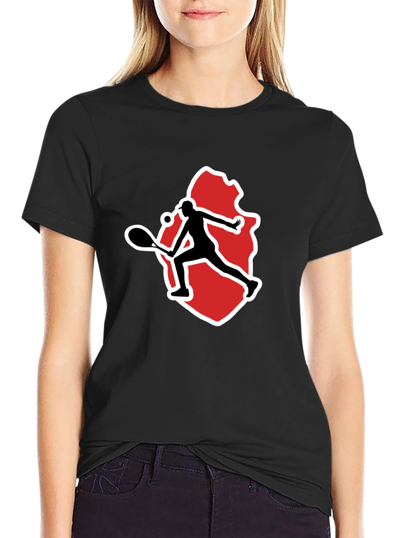 Tennis Player Graphic Tee - Black