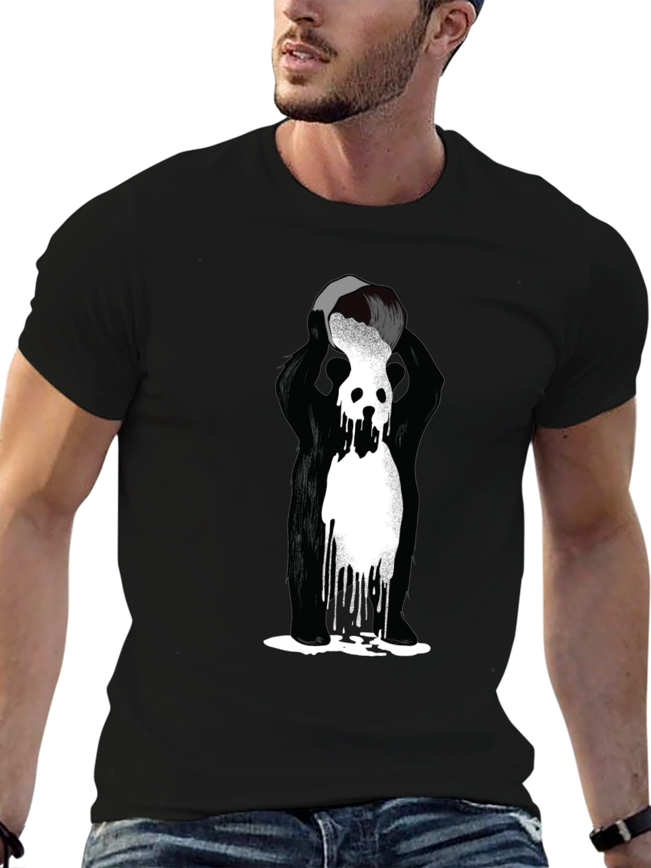 Abstract Graphic Tee - Black Cotton Blend T-Shirt