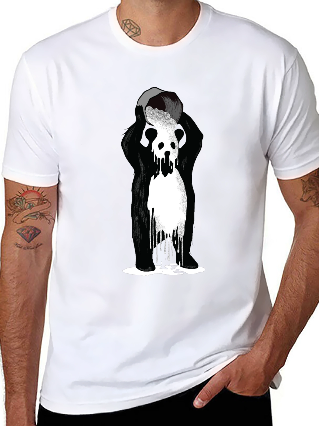 Abstract Graphic Tee - Black Cotton Blend T-Shirt