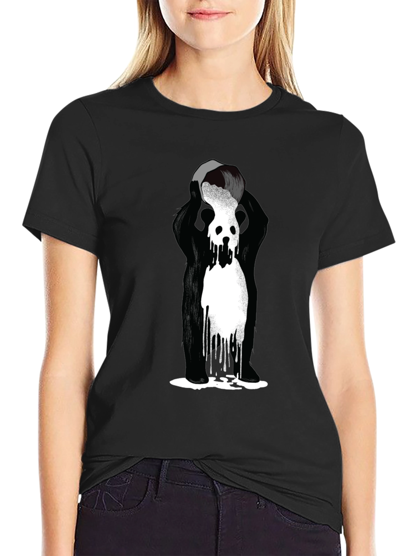 Abstract Graphic Tee - Black Cotton Blend T-Shirt