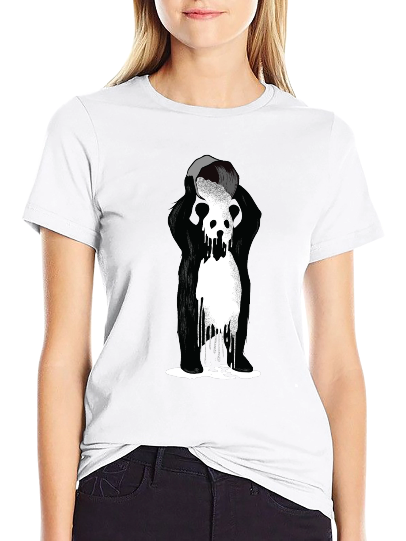 Abstract Graphic Tee - Black Cotton Blend T-Shirt
